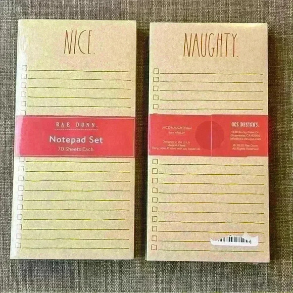 NEW SET of 2 Rae Dunn Holiday Notepads One NAUGHTY list pad & One NICE list pad - Picture 1 of 10